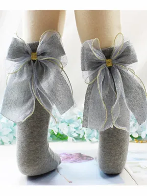 Princess Tulle Bow Knee High Socks