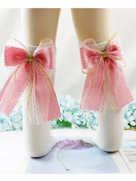 Princess Tulle Bow Knee High Socks