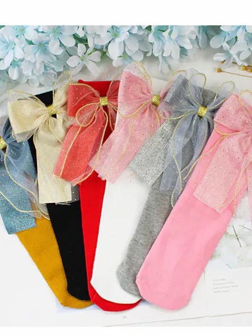 Princess Tulle Bow Knee High Socks