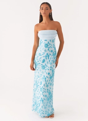 Soft Gradient Prism Beaded Maxi Dress - Blue
