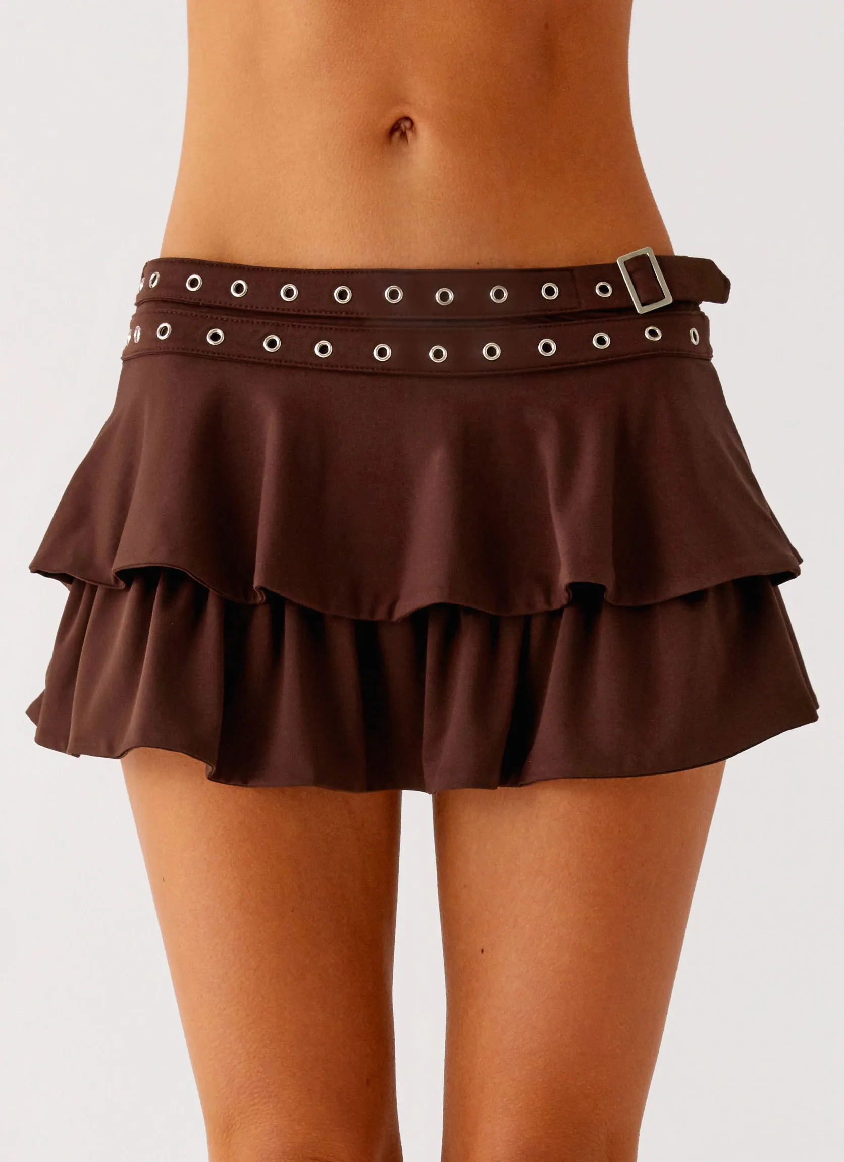 Prologue Belt Mini Skort - Chocolate Thermal Regulating Fabric