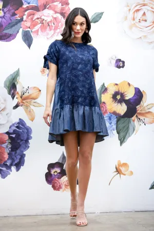 Prom Ready Short Sleeve Navy Mini Dress Layered Fit Light and Comfortable Short Sleeve Navy Mini Dress