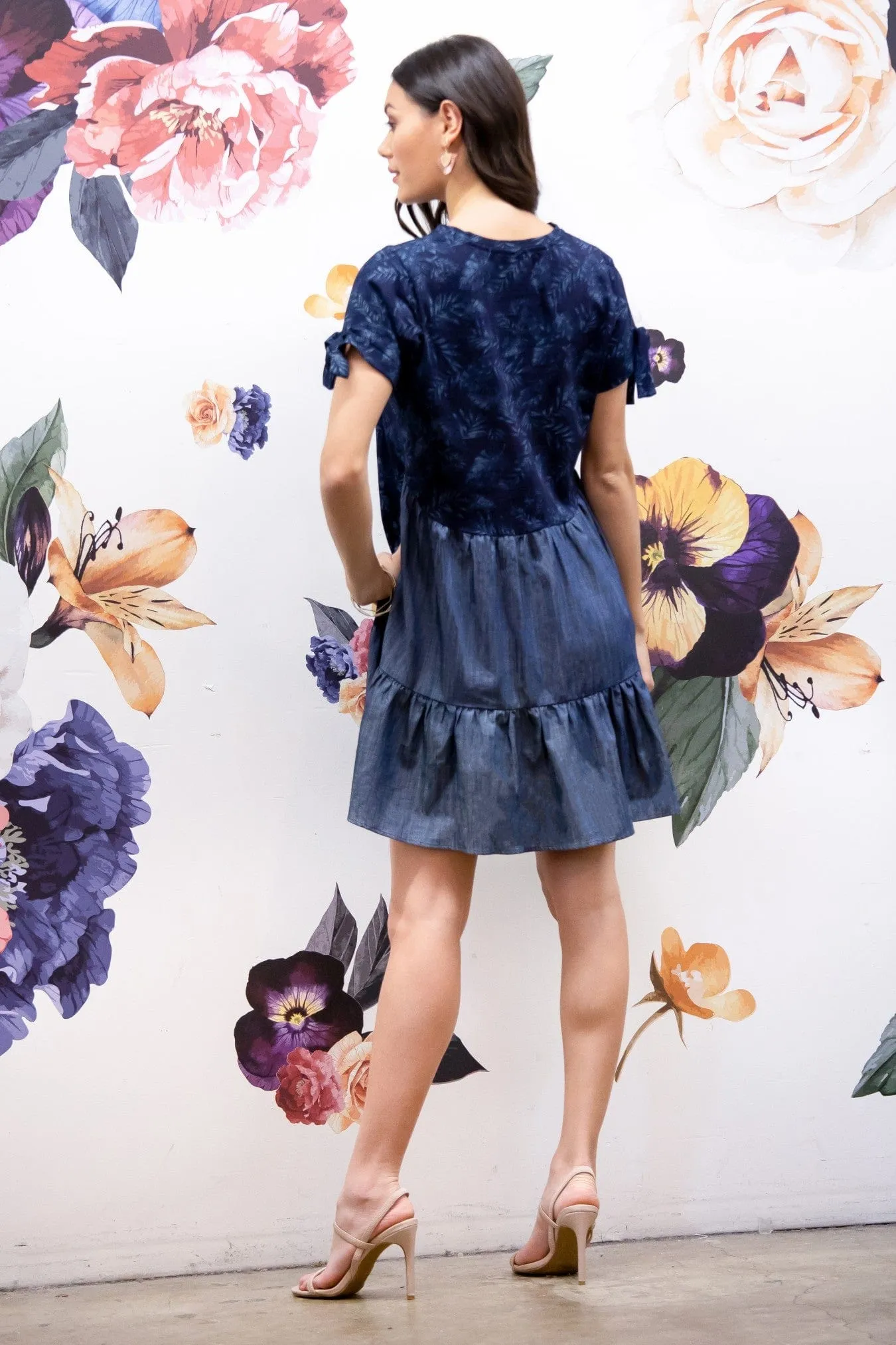 Office Classic Short Sleeve Navy Mini Dress