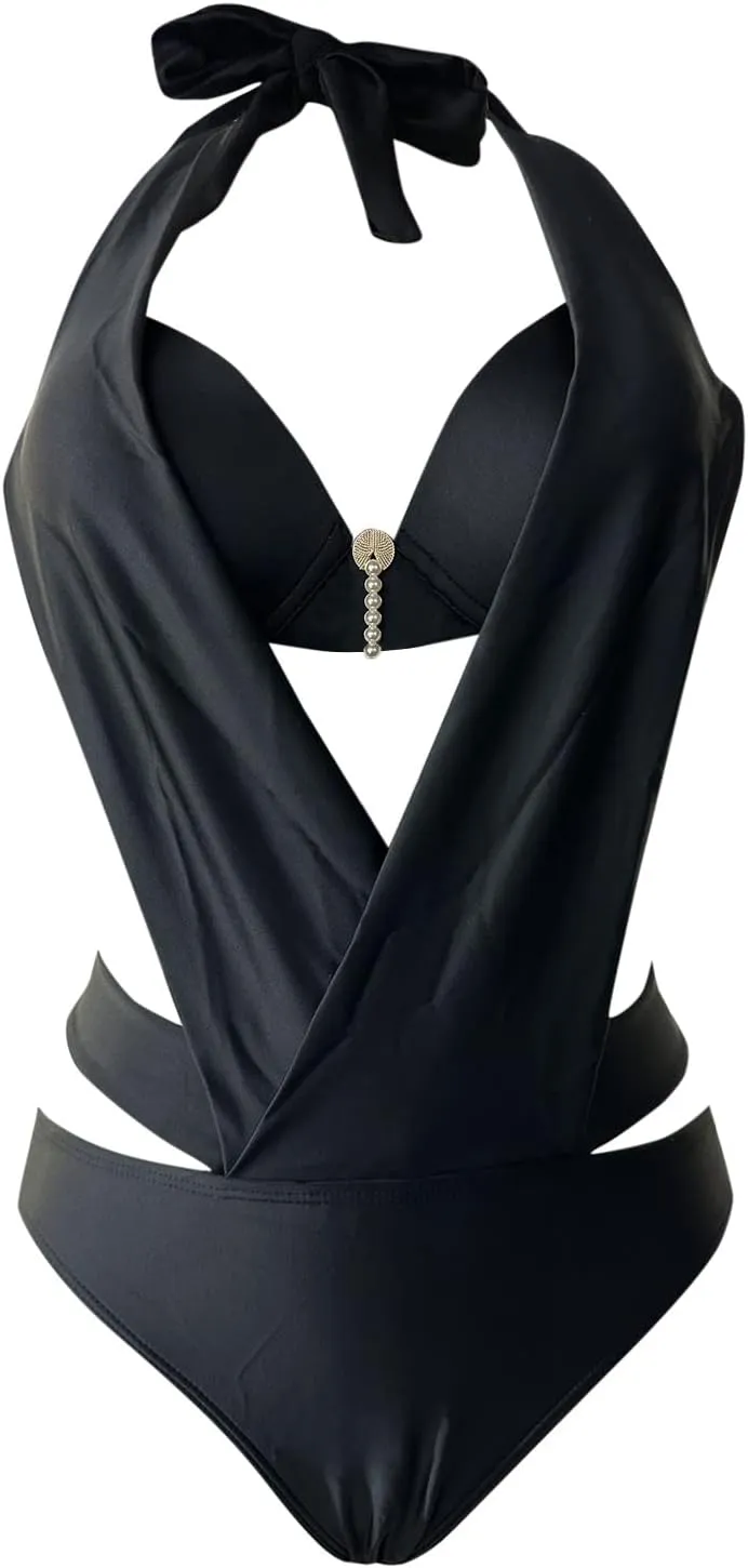 PTOLOCIF Bathing Suit for Women One Piece Sexy Mesh Tummy Control Swim Suits Push up High Waisted Bathing Suit Swimwear