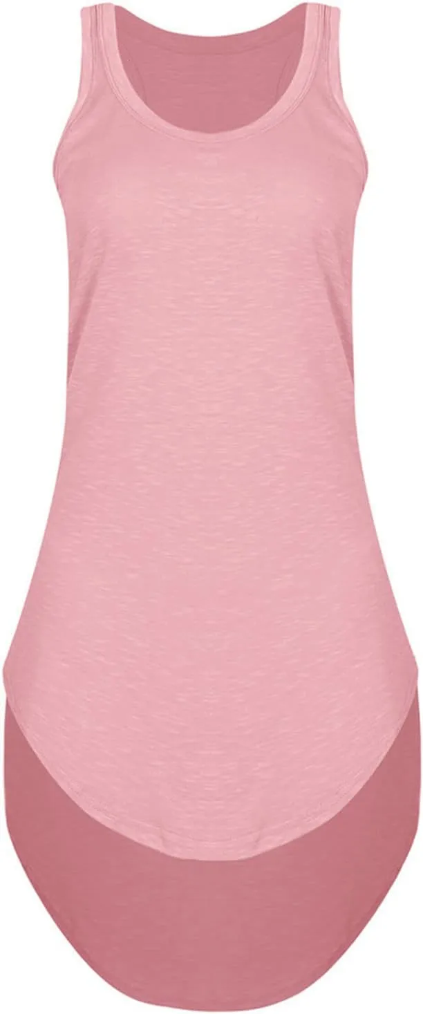 PTOLOCIF Beach Dresses for Women Casual U Neck Sleeveless Mini Dresses Summer Beach Cover ups Swimwear Tank Dress