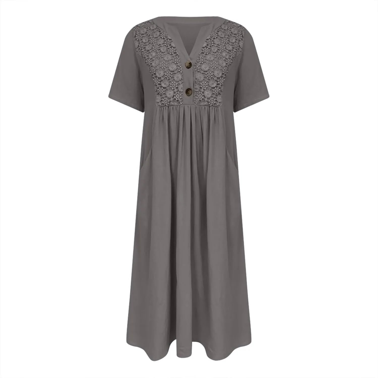 PTOLOCIF Midi Dresses for Women,Trendy Printed Short Sleeve Maxi Dress Casual Crewneck Basic Long T Shirt Dress with Pockets