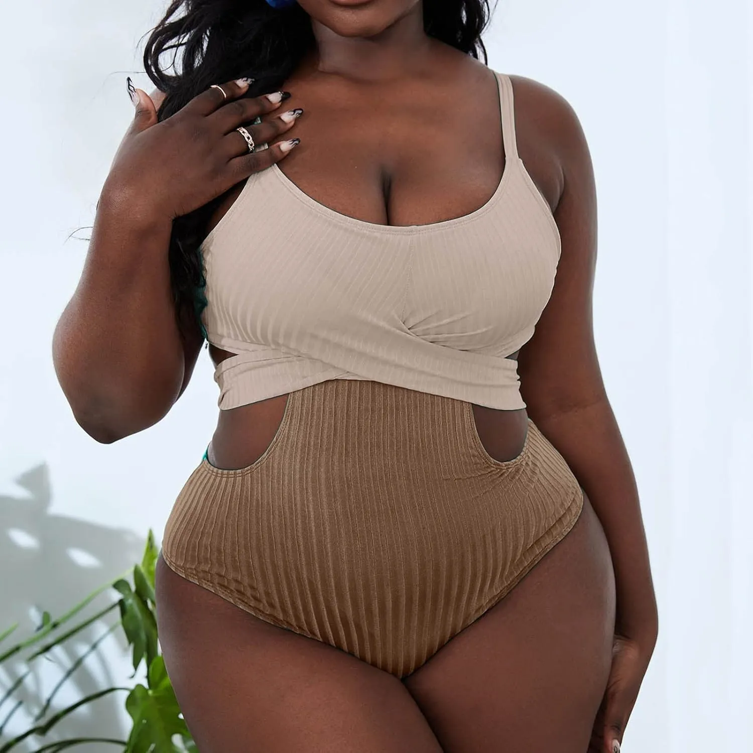 PTOLOCIF One Piece Swimsuit Women Push up Tummy Control Bathing Suits V Neck Cutout Modest Swim Suits 1 Piece Swimwear