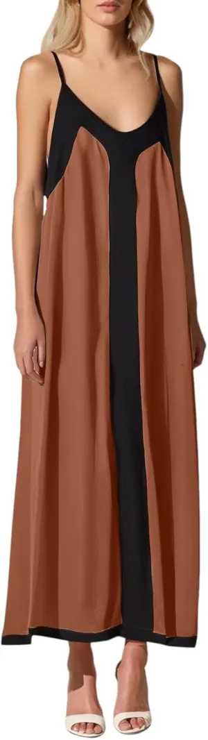 PTOLOCIF Summer Maxi Dresses for Women 2025 Trendy V Neck Spaghetti Strap Beach Sundress Flowy Elegant Holiday Party Dresses