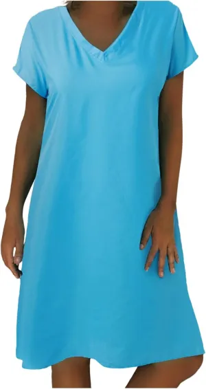 PTOLOCIF Women's Cotton Linen Mini Dress Plus Size Cap Sleeve Summer Vacation Dresses V Neck Casual Knee Lenght Shift Dress