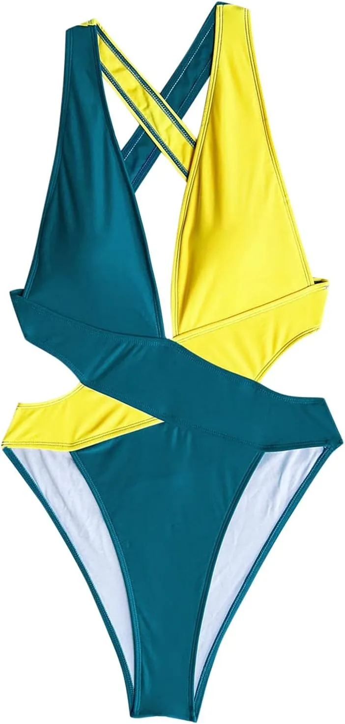 PTOLOCIF Women's One Piece Swimsuit Slimming High Waisted Bathing Suits Swimsuit Front Crossover Swimwear Monokinis