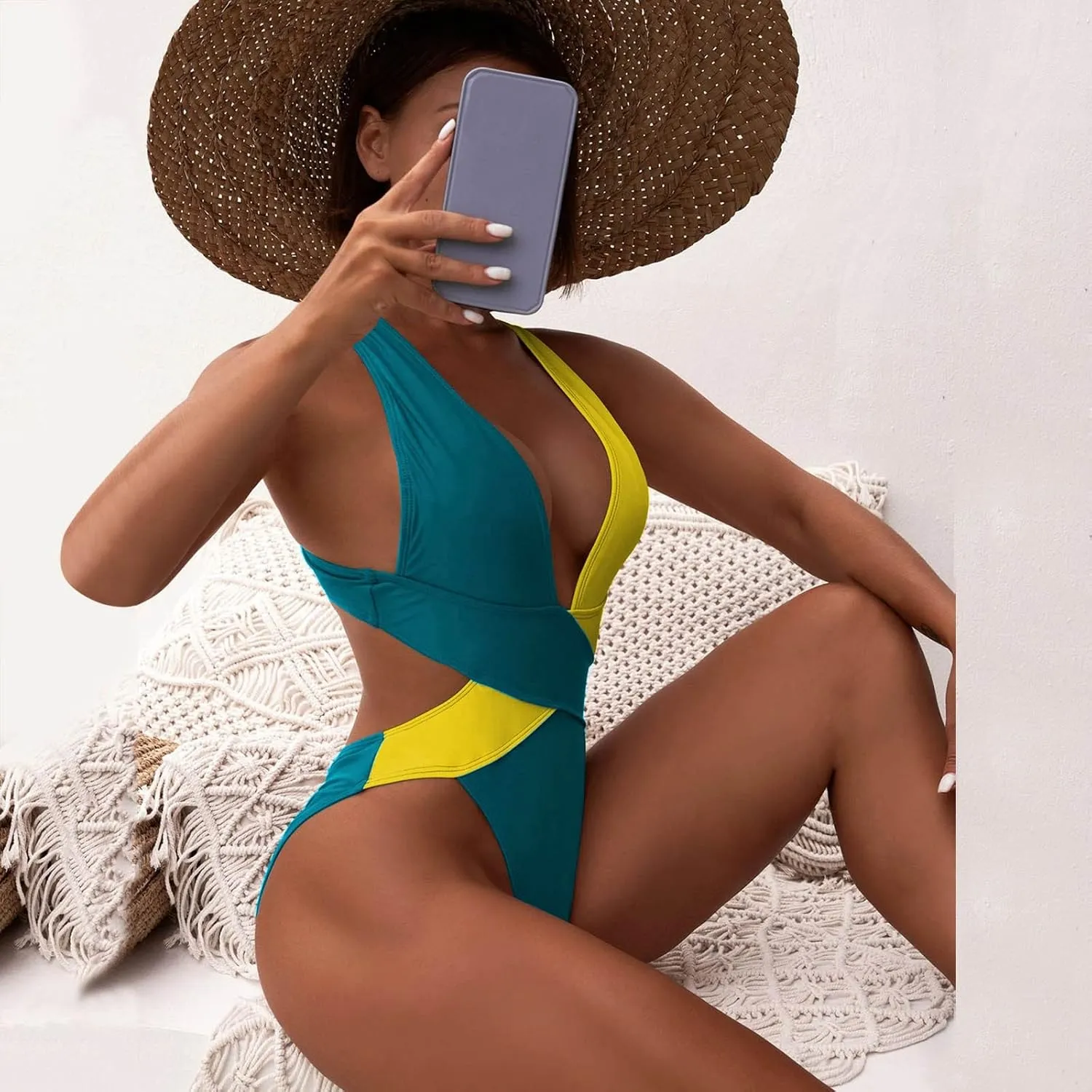 PTOLOCIF Women's One Piece Swimsuit Slimming High Waisted Bathing Suits Swimsuit Front Crossover Swimwear Monokinis