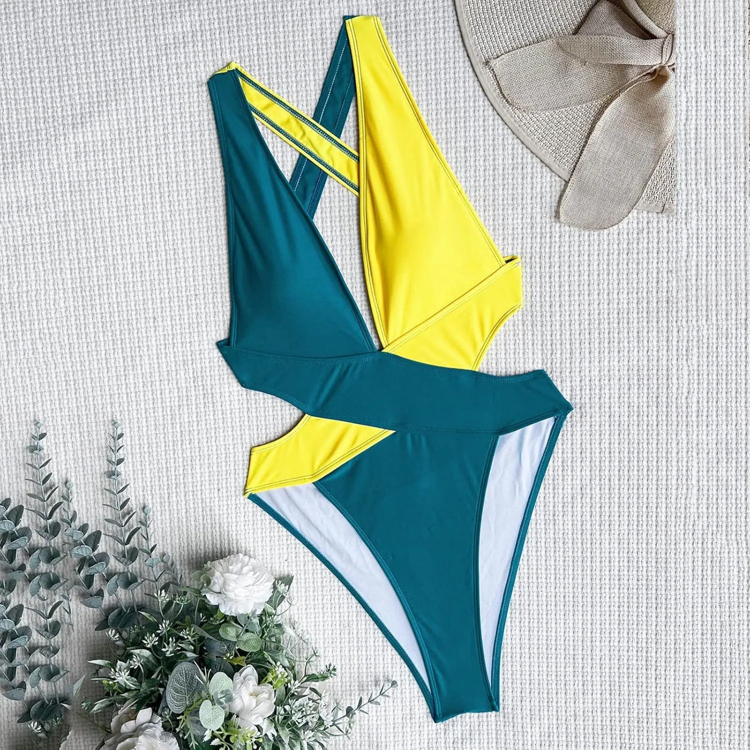 PTOLOCIF Women's One Piece Swimsuit Slimming High Waisted Bathing Suits Swimsuit Front Crossover Swimwear Monokinis