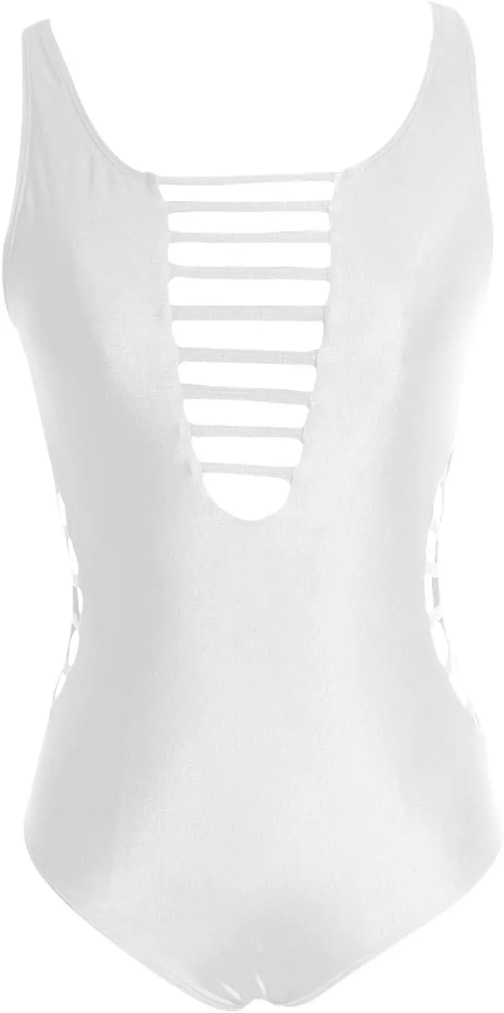 PTOLOCIF Womens One Piece Swimsuits Tummy Control Swimsuit High Waisted Bathing Suit Cutout Monokini V Neck Swimwear