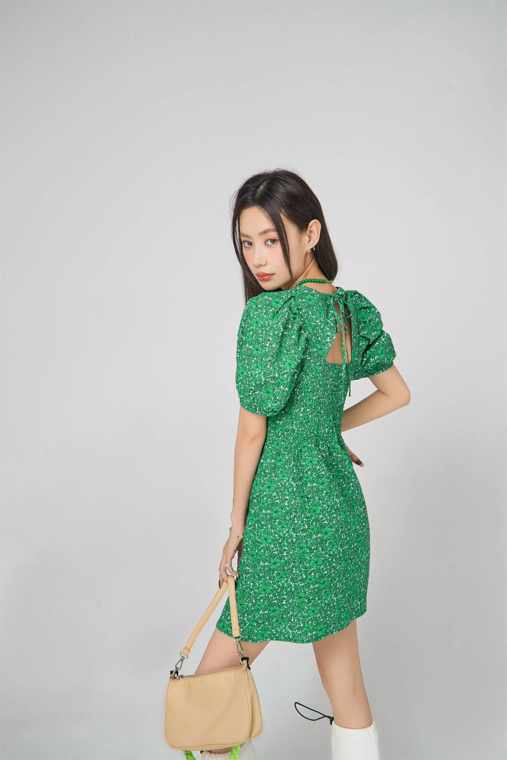 Puff Sleeve Flower Dress