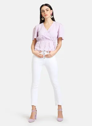 Puff Sleeve Top With Peplum