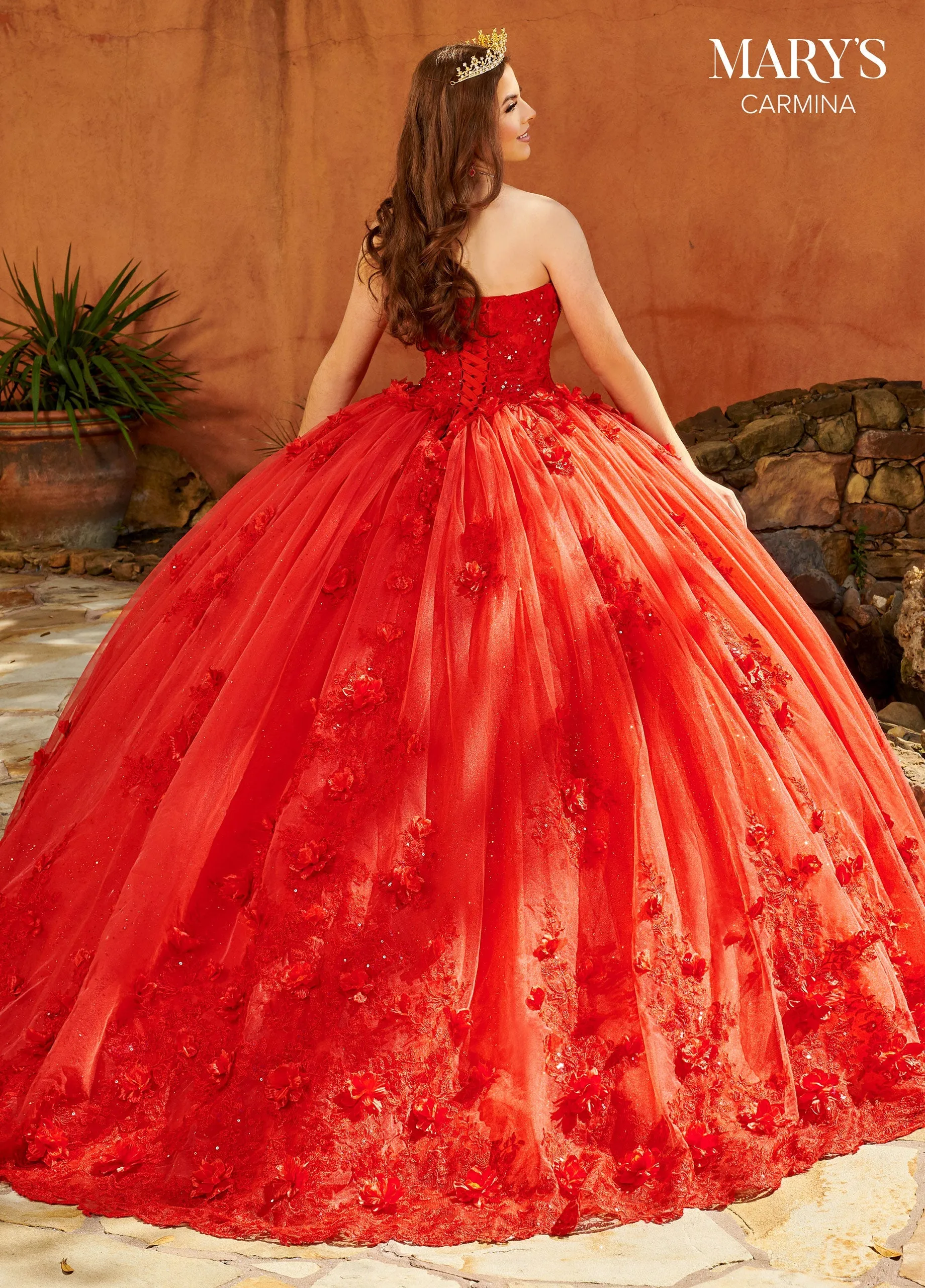 Puff Sleeves Quinceanera Dress by Mary's Bridal MQ1103