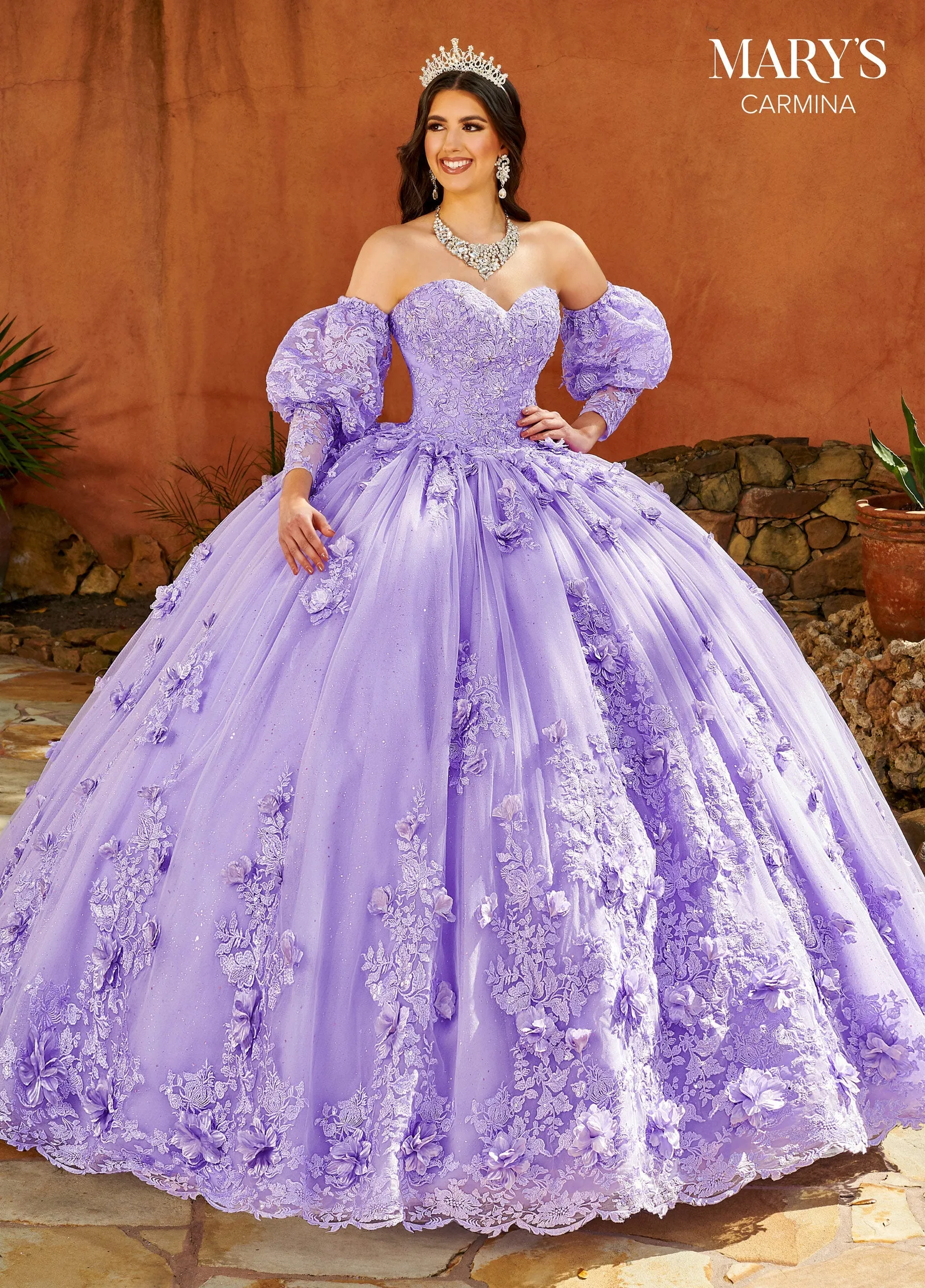 Puff Sleeves Quinceanera Dress by Mary's Bridal MQ1103