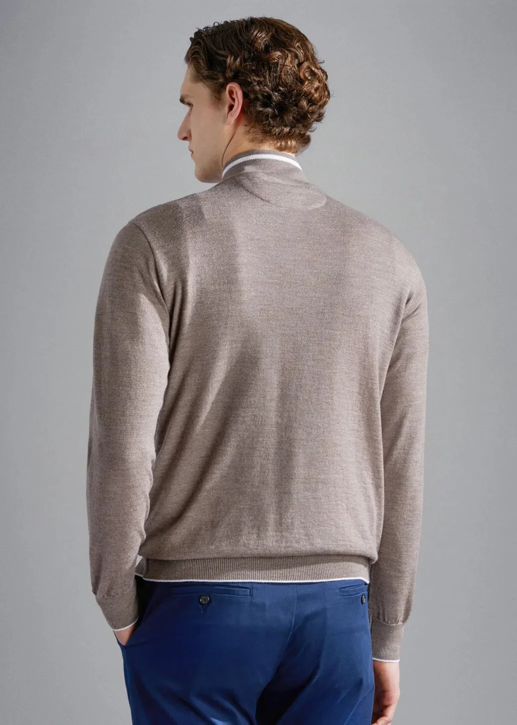 Pull camionneur Paul & Shark beige en laine