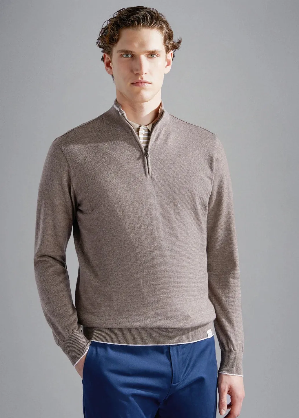 Pull camionneur Paul & Shark beige en laine
