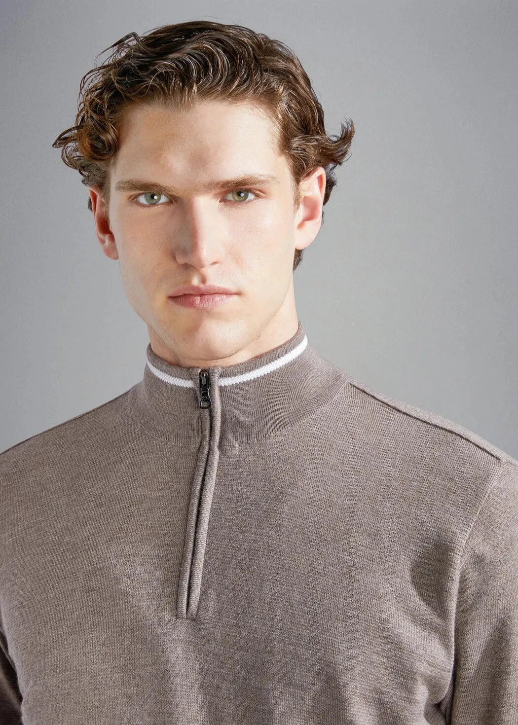 Pull camionneur Paul & Shark beige en laine