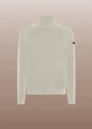 Pull col roulé RRD blanc cassé en velours