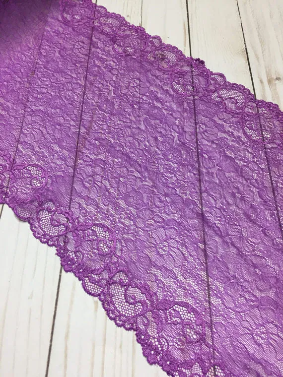 Purple 10" Wide Stretch Lace