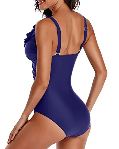 Push Up Slimming One Piece Swimsuit For Women-Navy Blue