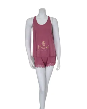Q81069 Stephanie Mauve Knit PJ's Cami Set