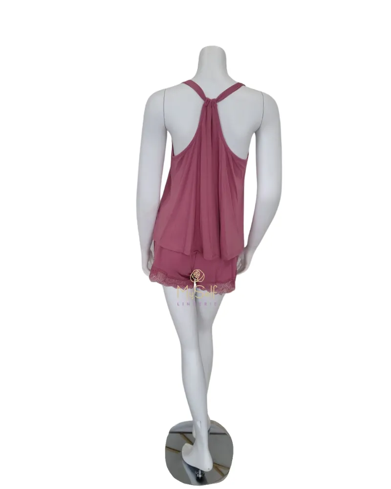Q81069 Stephanie Mauve Knit PJ's Cami Set