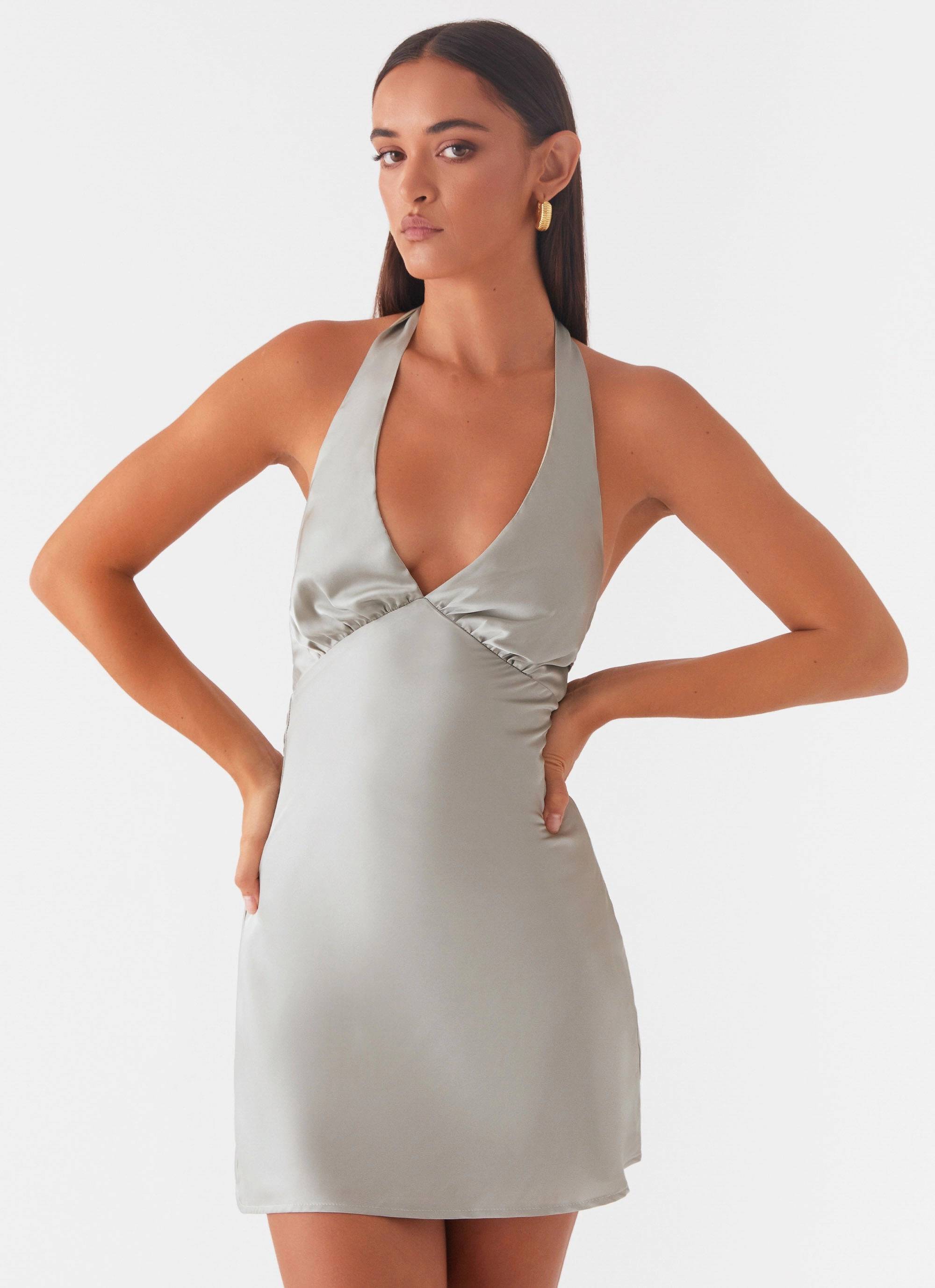 Heavy Hearted Mini Dress - Sage High Waist Trend Fit