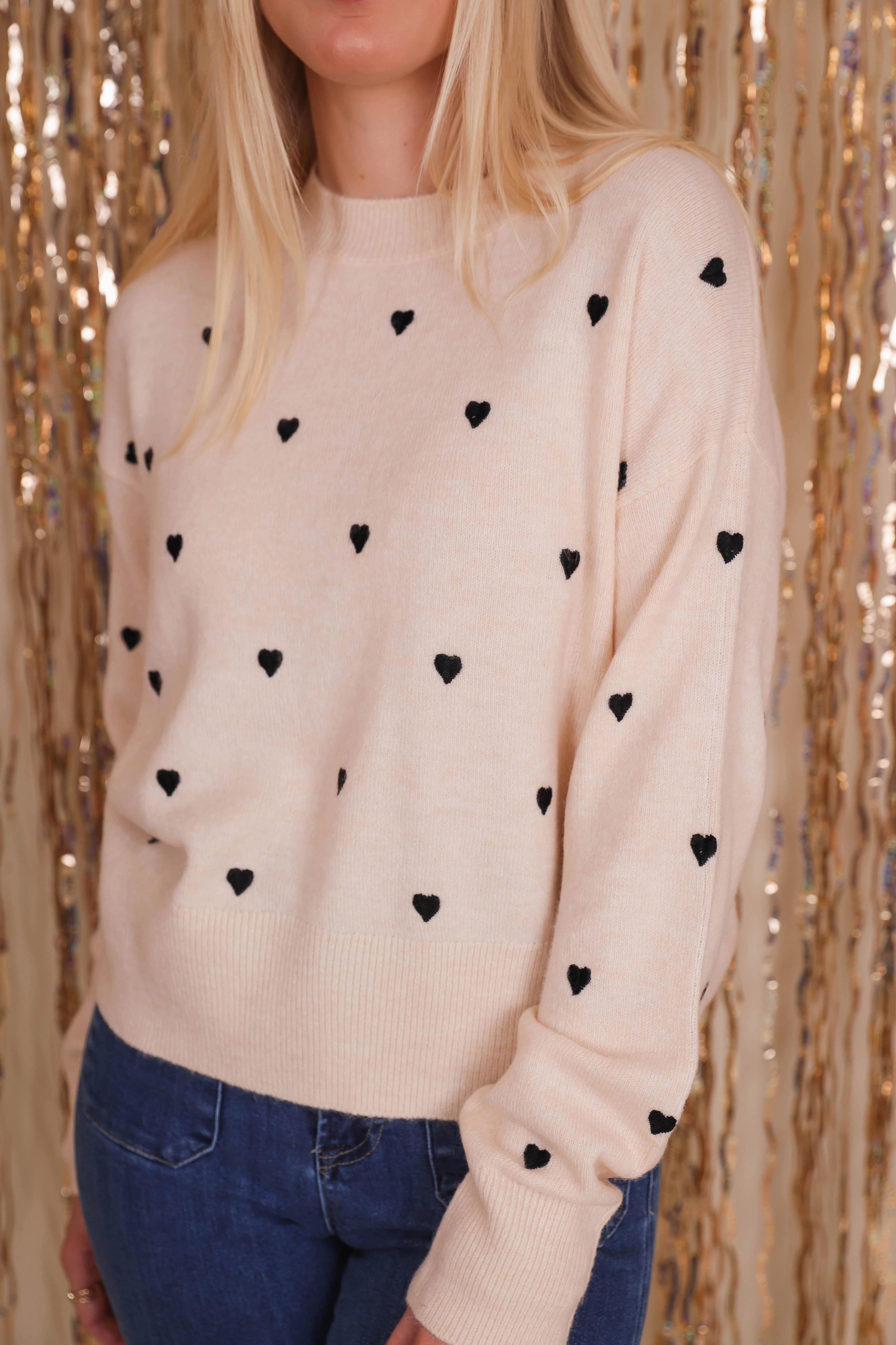 Sheer Overlay Material Queen Of Hearts Sweater