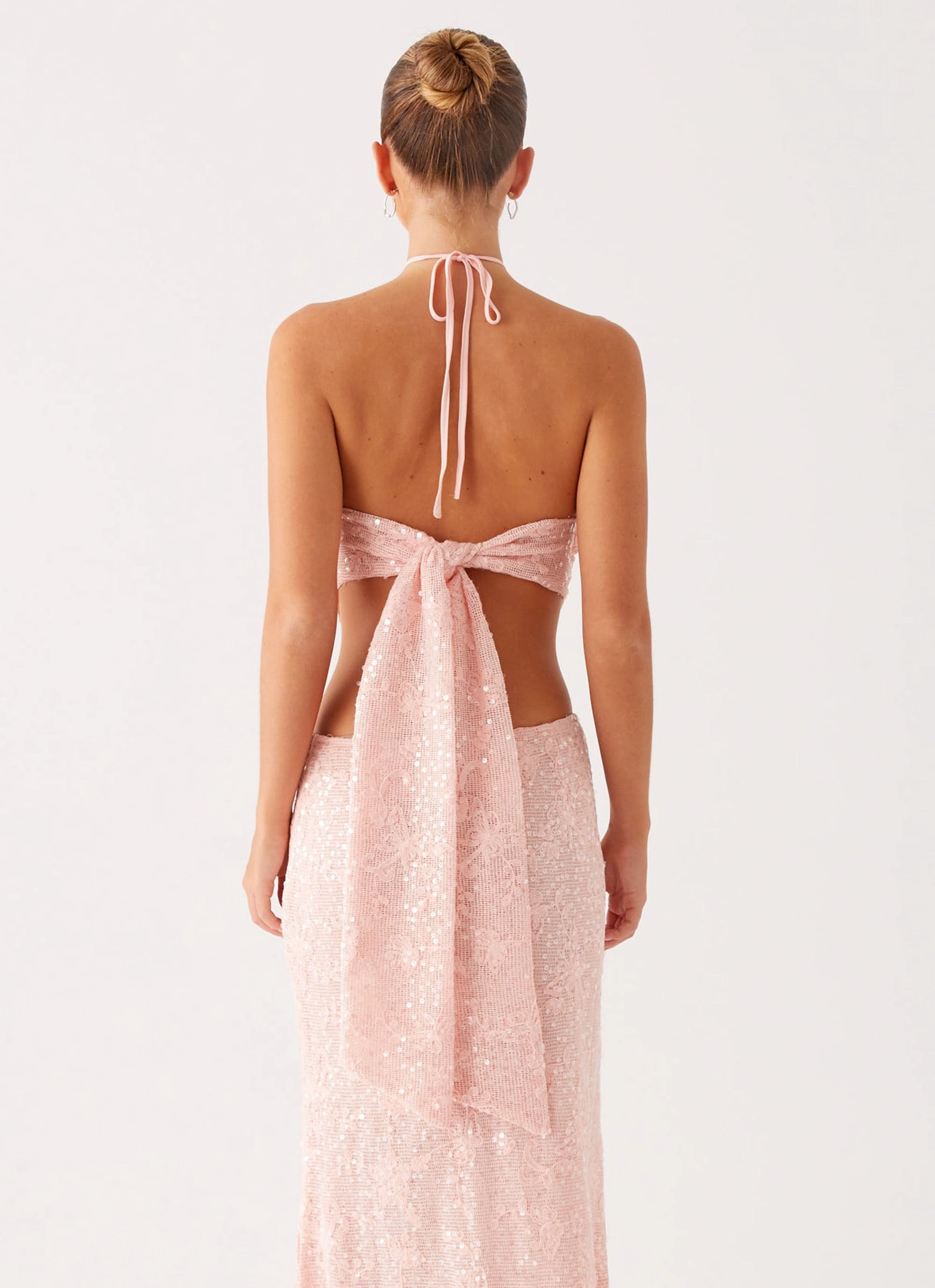 Queenie Sequin Halter Top - Pink BreathableMoistureBarrier Lightweight Jacket