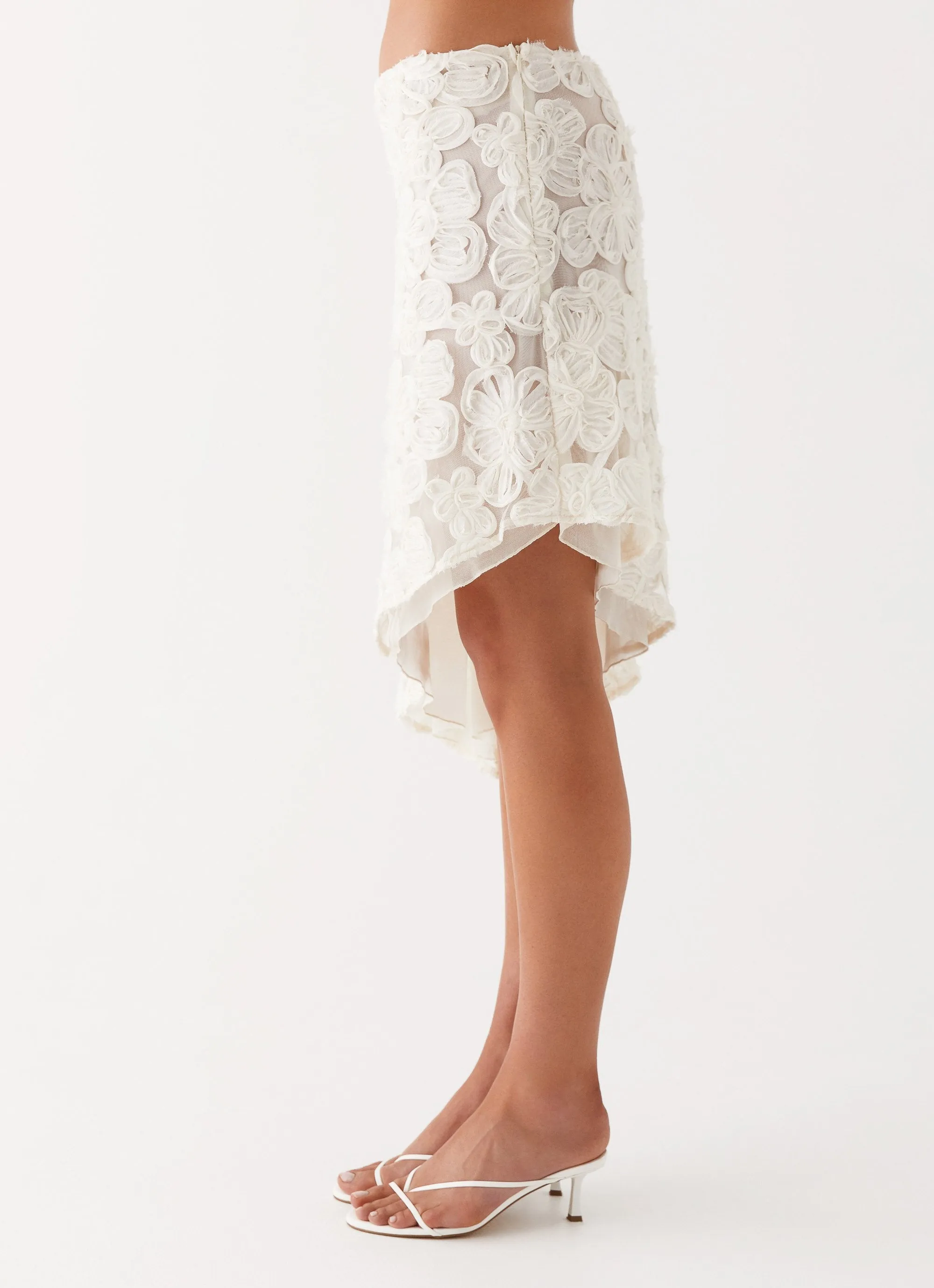 Orchid Breeze Midi Skirt - Ivory Machine washable