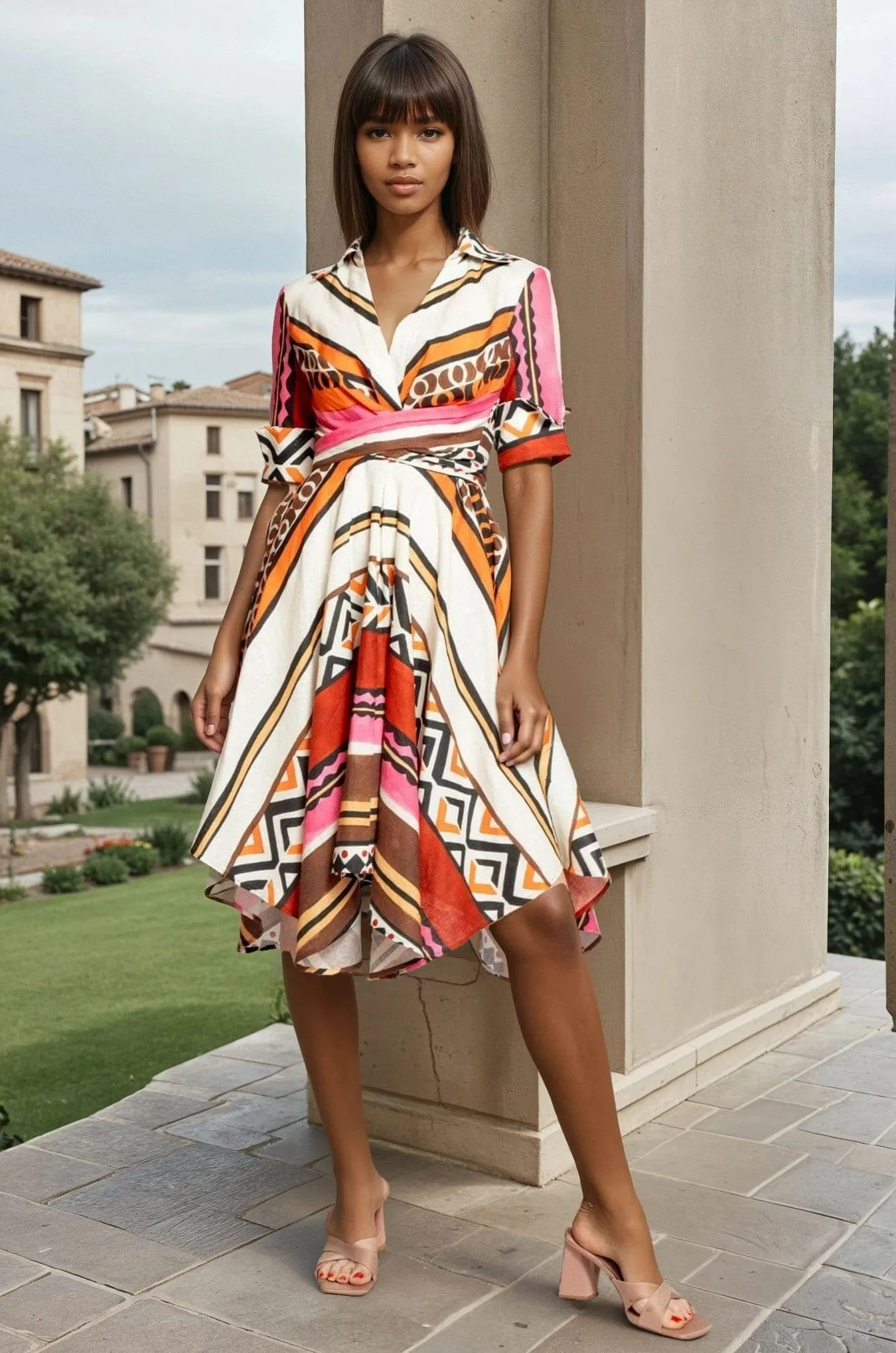 Sophia Dress - Tulum Stripe Perfect Waistband Bright Feel