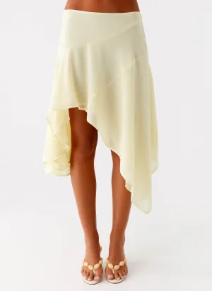 Quick Move Kia Low Rise Asymmetrical Midi Skirt - Yellow Kia Low Rise Asymmetrical Midi Skirt - Yellow Non Iron Technology