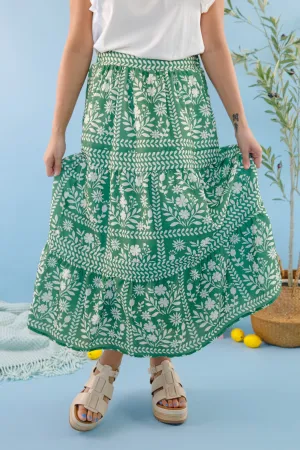 Quick Movement Lots Of Happiness Midi Skirt-Green Lots Of Happiness Midi Skirt-Green Relaxed Comfort Fit