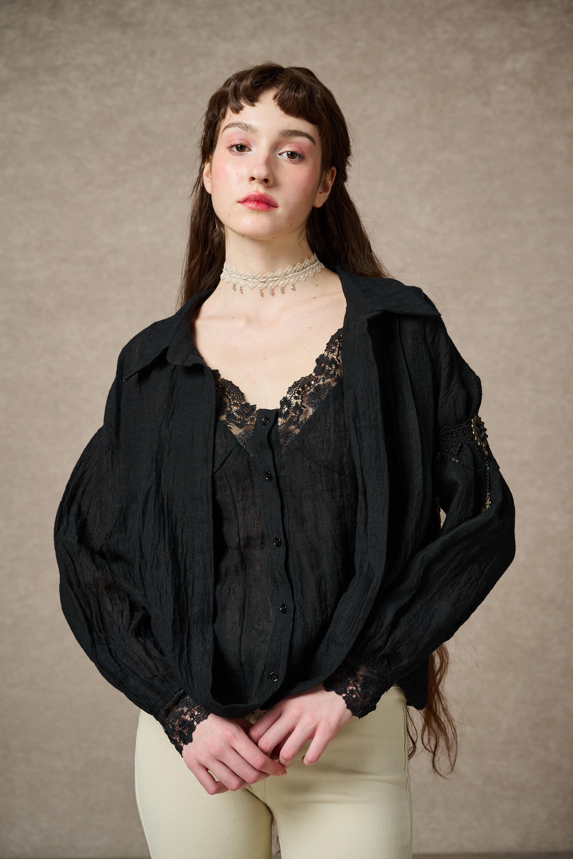 Secure Chest Pocket Tiffany 16 |Linen Layers Shirt