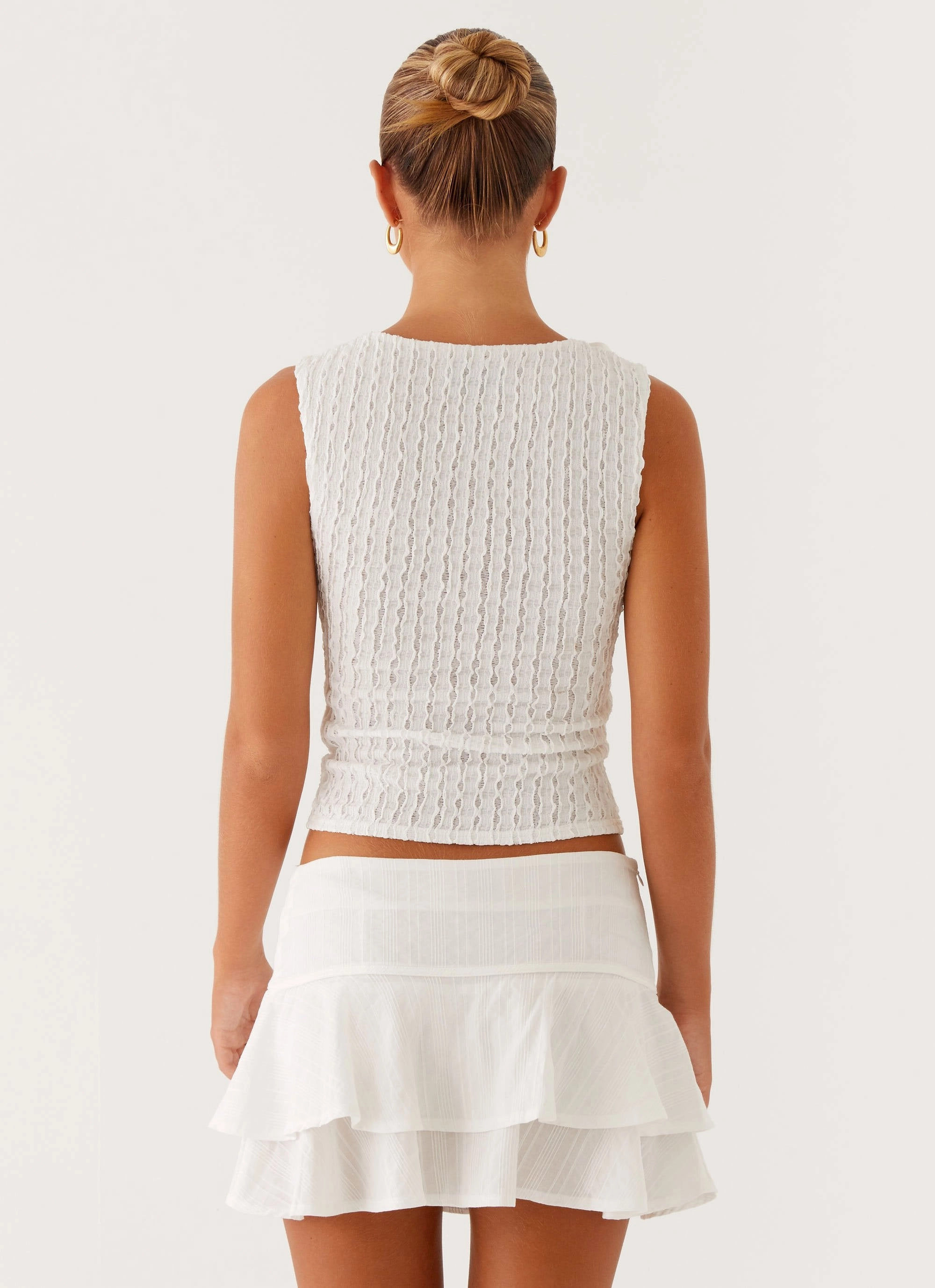 Lisbon Mini Skirt - White elastic waistband Durable Hemming
