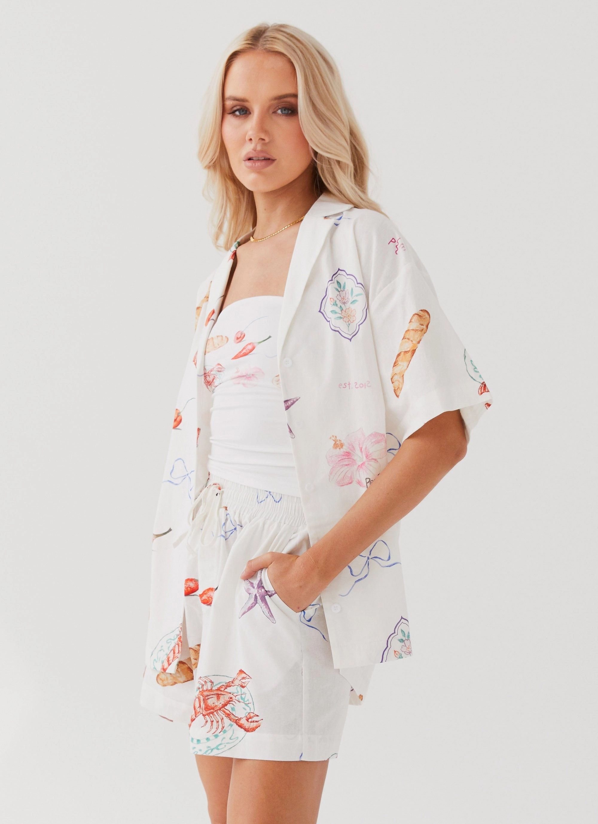 Sweet Relief Oversized Linen Shirt - Banchetto Bonded Hemline PolyesterBlend
