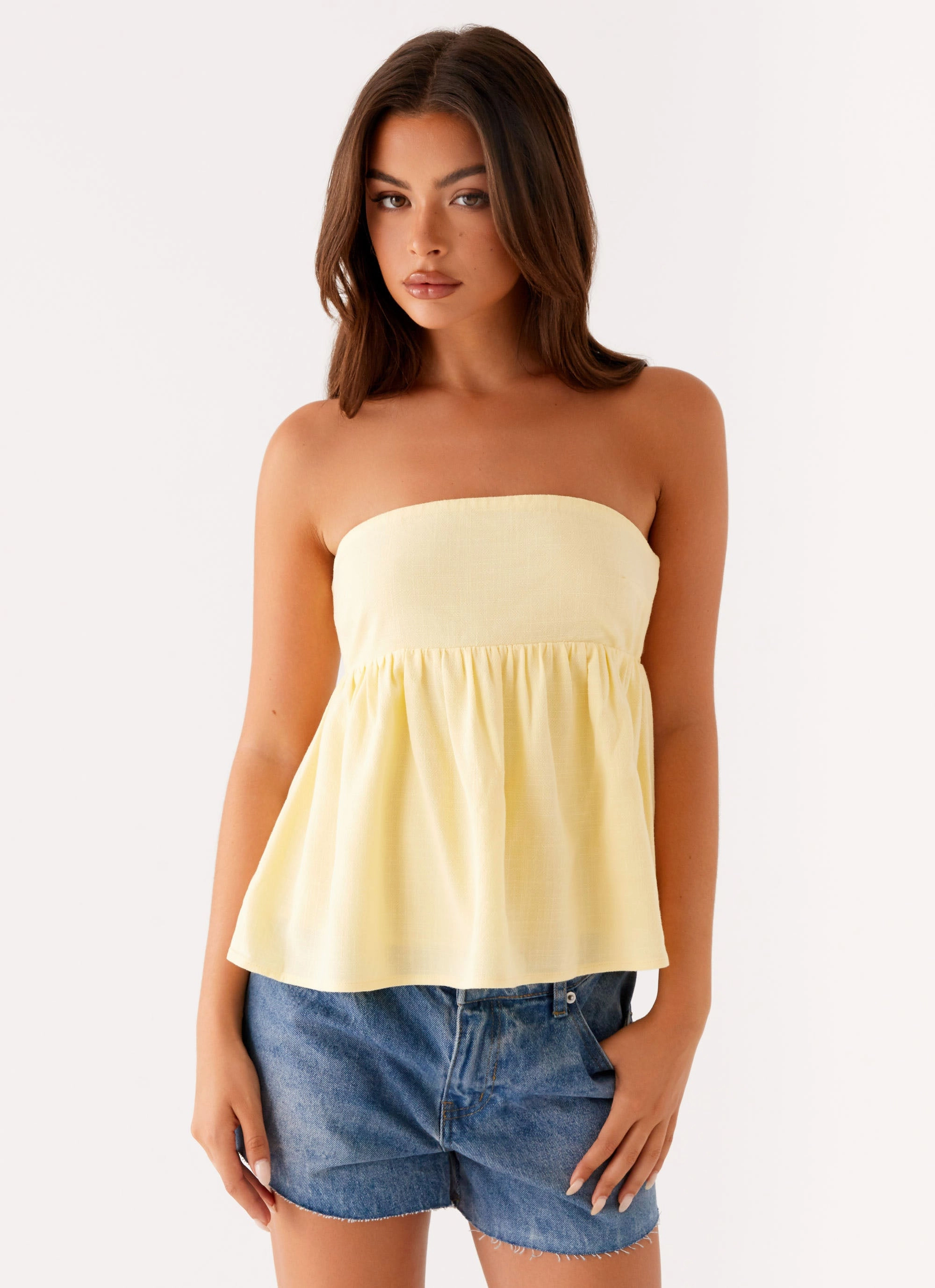 StaticResistantFabric Anti Microbial Lining Cassie Tube Top - Yellow