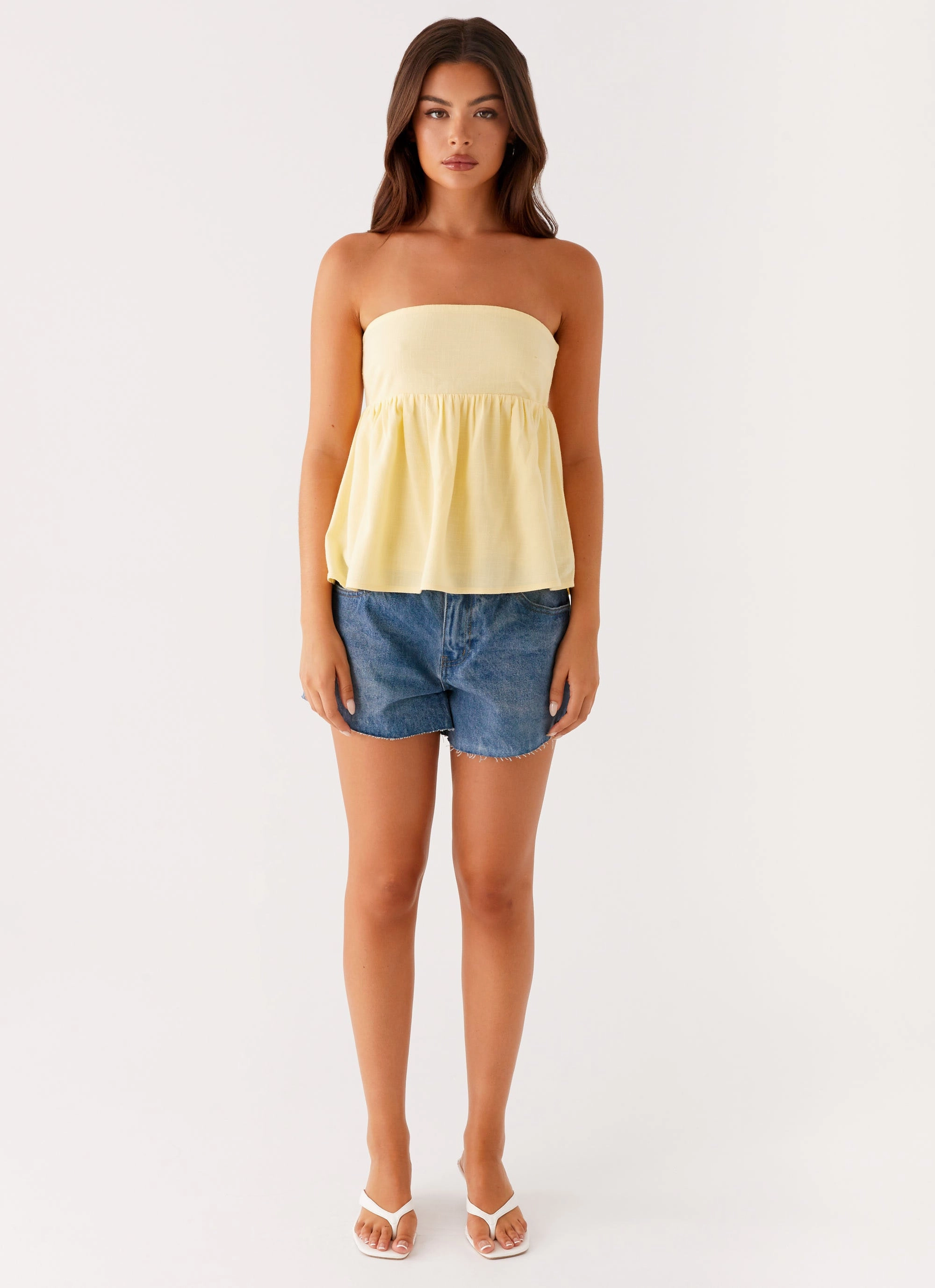 Contoured Armhole Design Cassie Tube Top - Yellow