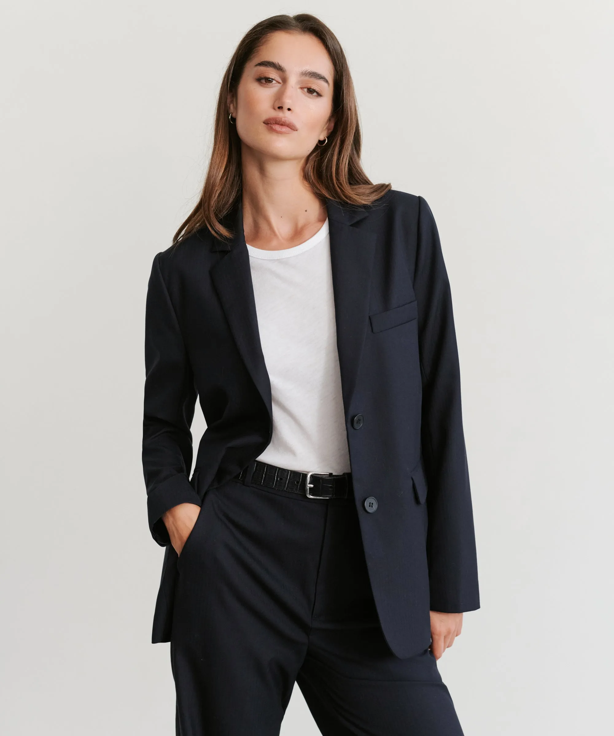 Layered Hem Reinforcement DoubleNeedle Stitching Brentwood Blazer