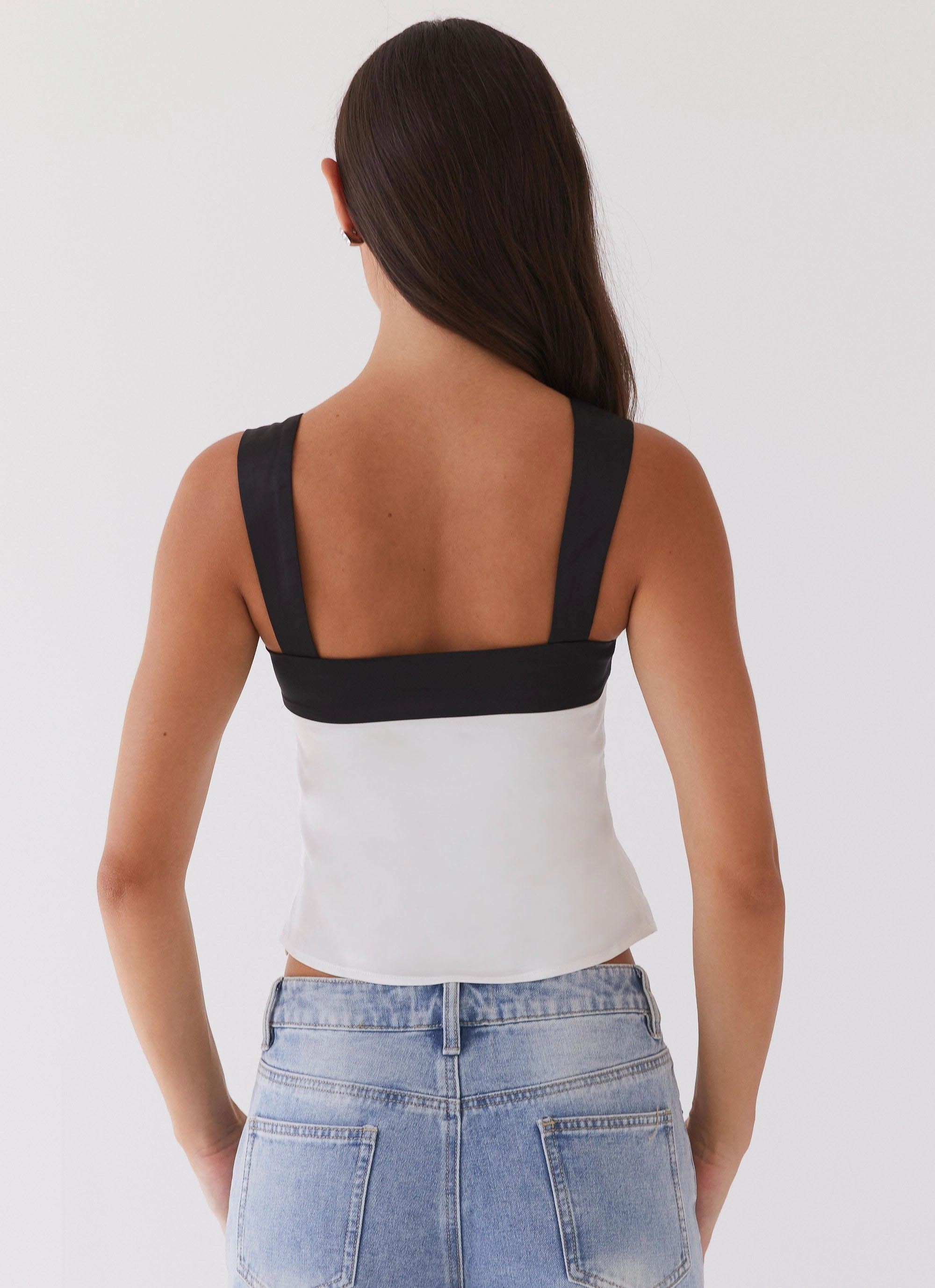 Lylah Satin Top - Noir Pearl Unstructured Fit