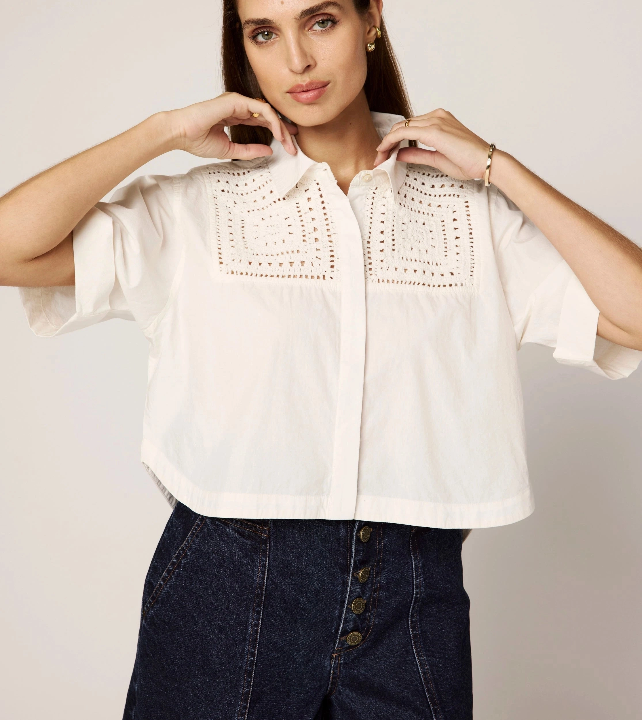 Montana Blouse | Ivory Tailored Placket