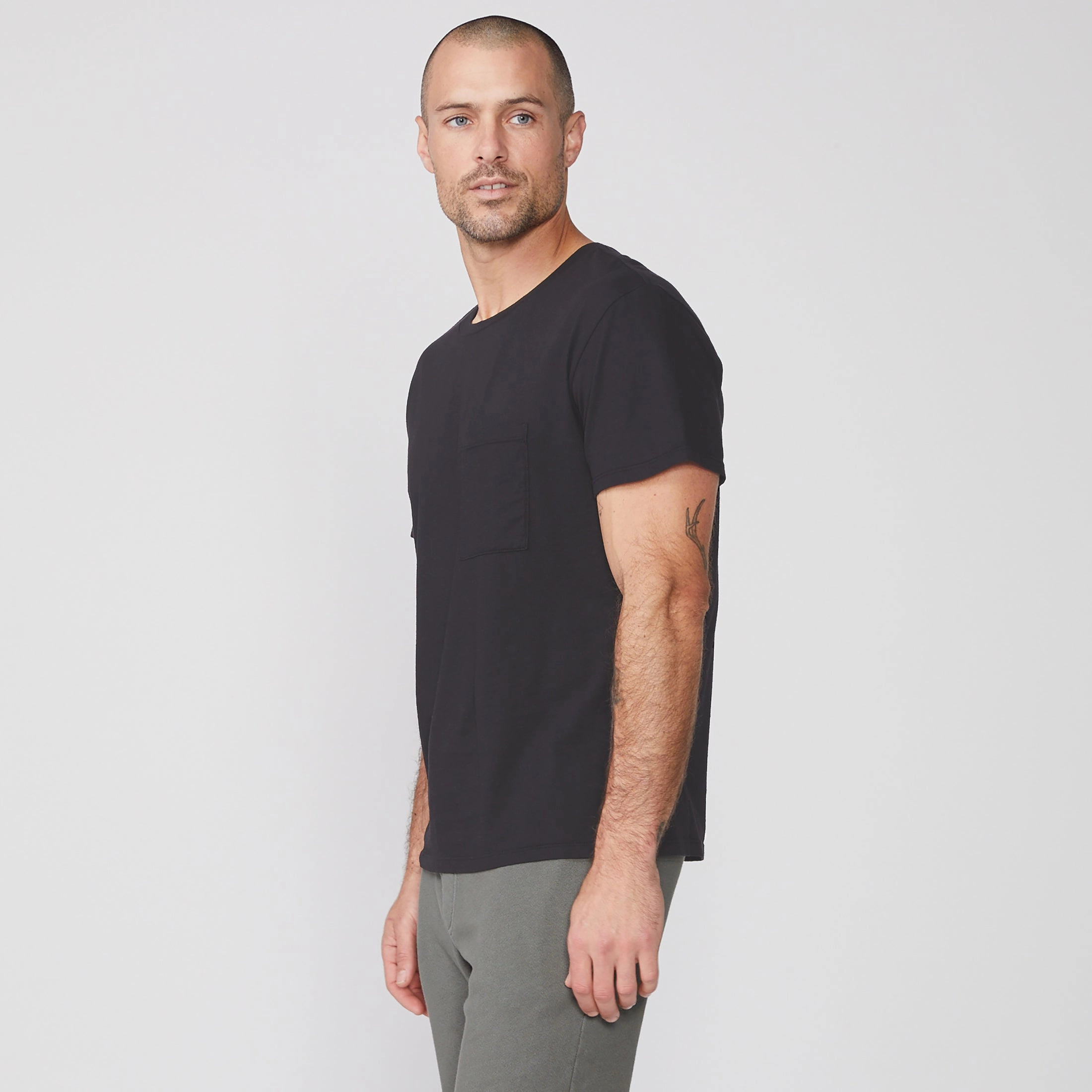 Non Restrictive Cut Relaxed Pocket Crew