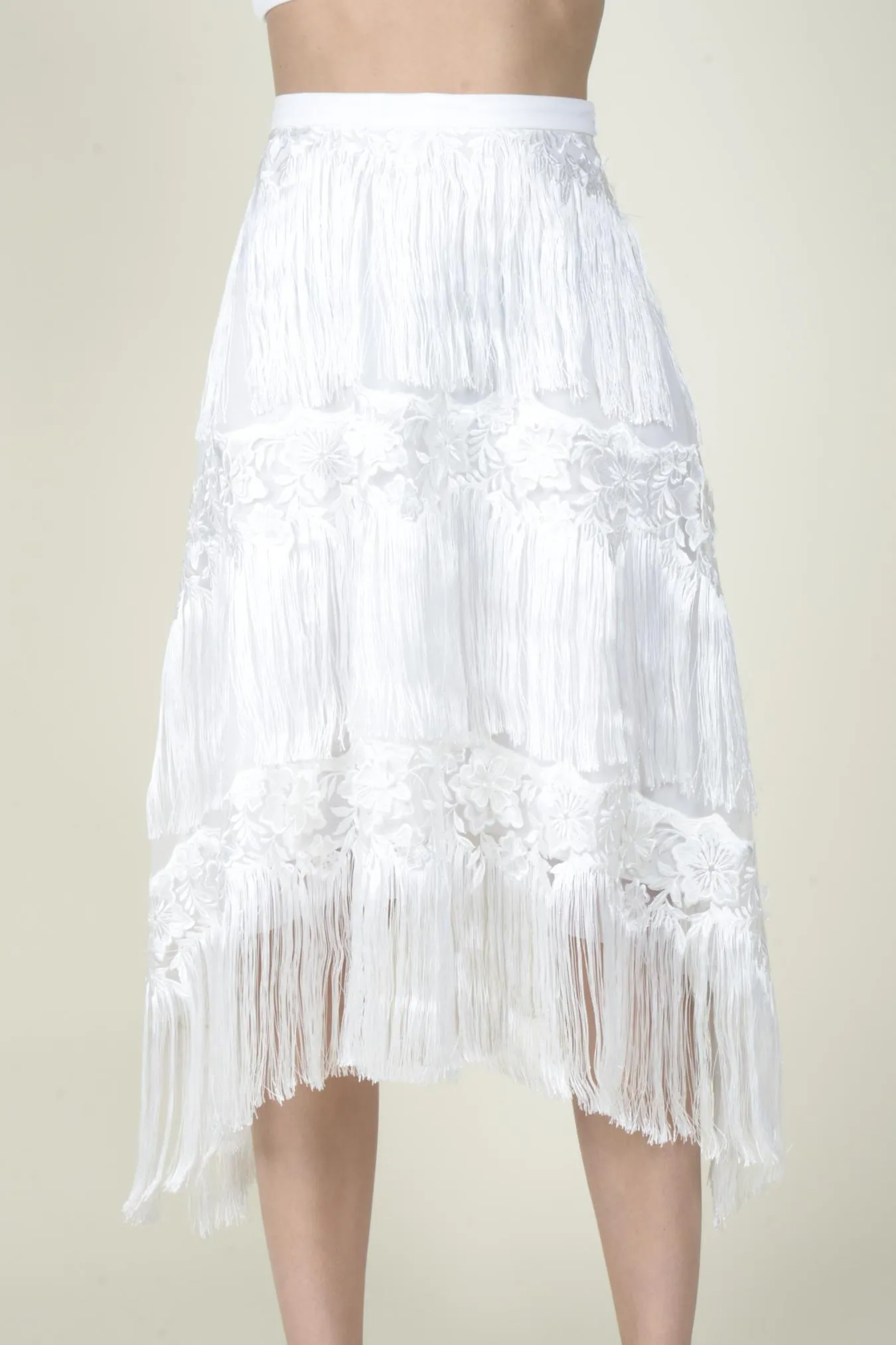 Quin Fringe Skirt - Meringue Clean Cut Dance Practice