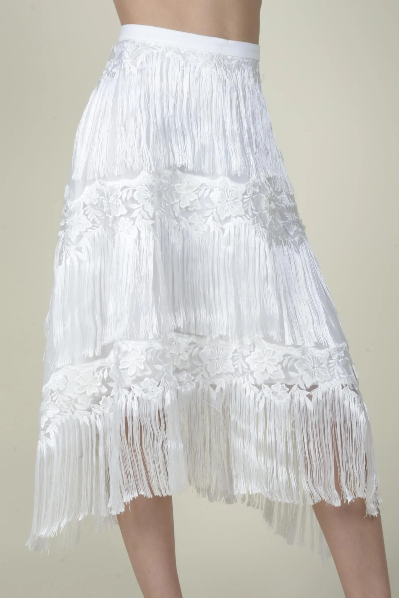 Quin Fringe Skirt - Meringue Ultra Comfort