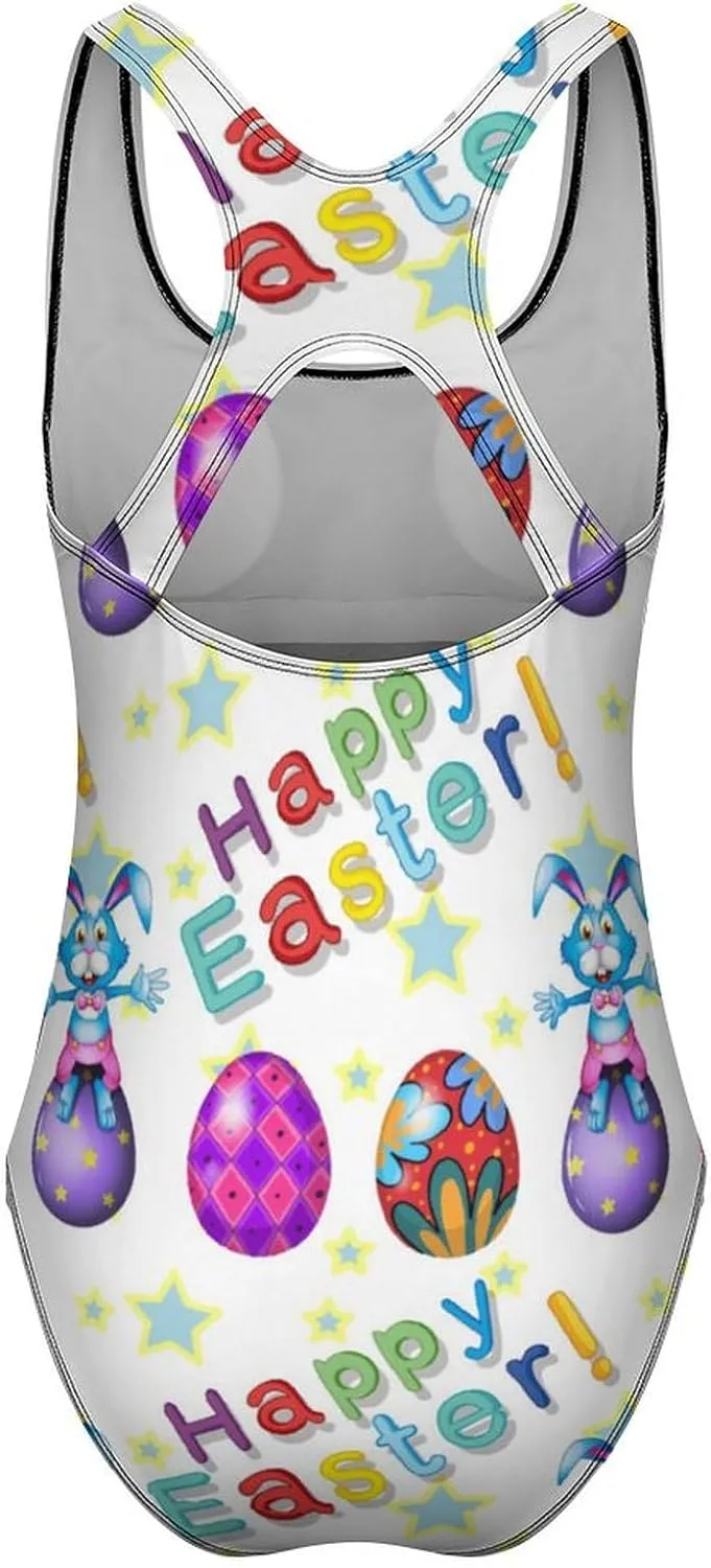 Rabbits Eggs Womens One Piece Swimwear Backless Scoop Neck Funny Tummy Control Swimwear