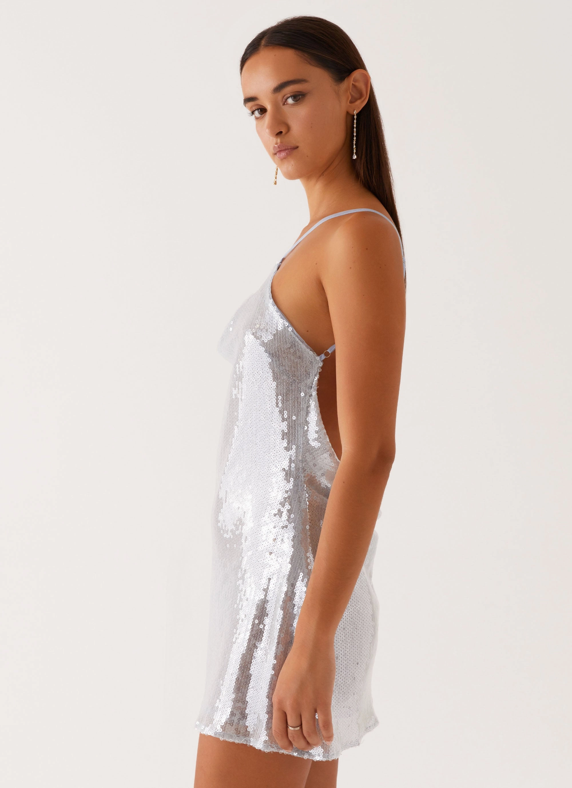 Stylish Vibe Radiant Energy Cowl Back Mini Dress - Blue