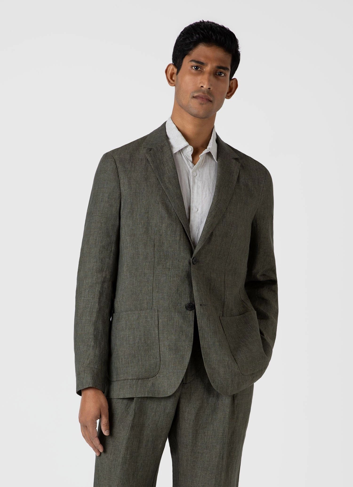 Microfiber Technology Versatile Gear Men's Linen Unstructured Blazer in Light Khaki